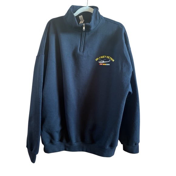 Jerzees Other - UH-1 Huey Helicopter Vietnam Size 2XL  Men's Black 1/4 Zip Jacket Cotton Blend